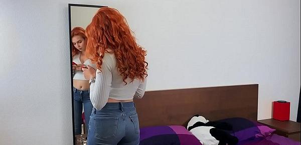 Redhead amateur gf rides big dick POV